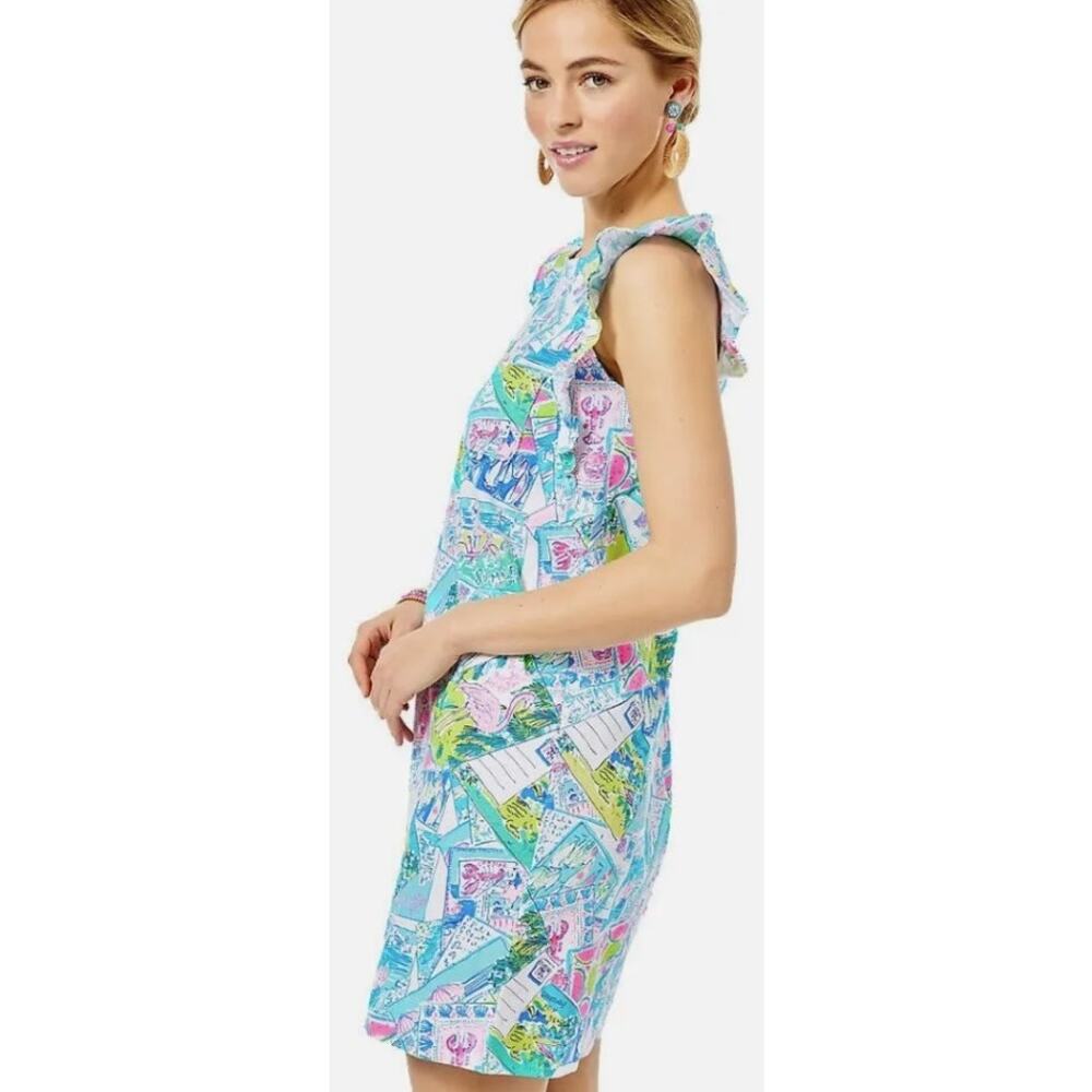NWT Lilly Pulitzer Laina Dress Multi Pop Up Wish You Were Here Print Womens XS